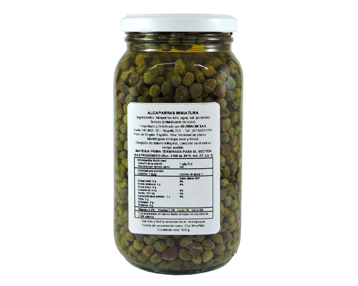 Alcaparra miniatura 500 gr - Vegetales procesados Colombia - Globalim Alcaparra miniatura 500 gr - Vegetales procesados Colombia - Globalim